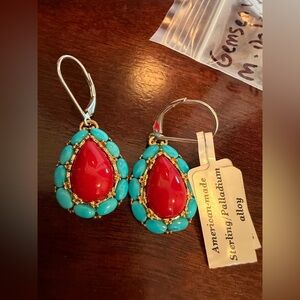 NWT GEMS EN VOGUE/MICHAEL
VALITUTTI STERLING SILVER CORAL TURQUOISE EARRINGS
